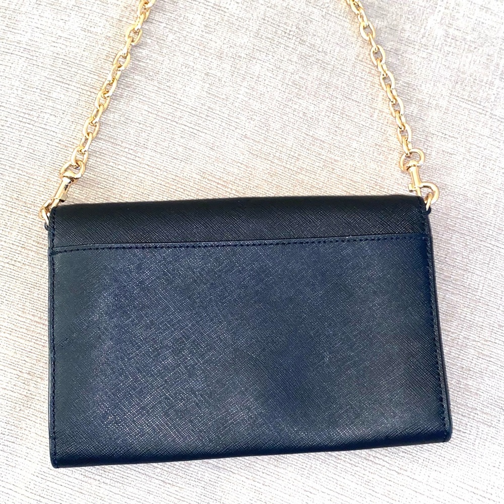 Tory Burch Navy Crossbody Leather Wallet Purse with Chain - Like New - Picture 3 of 8